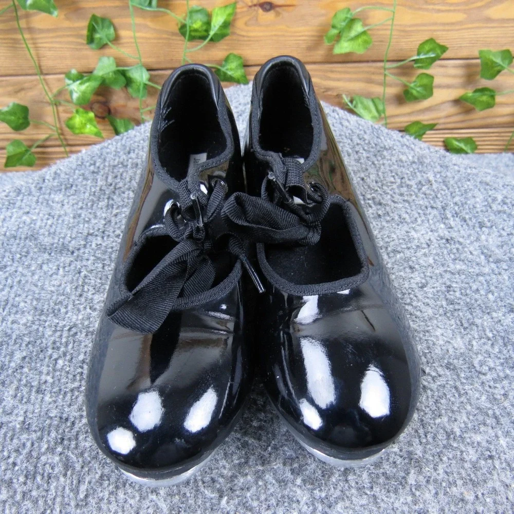 Jaina Timmer Girls 2.5 Black Patent Synthetic Tap Shoes Lace-Up Performance